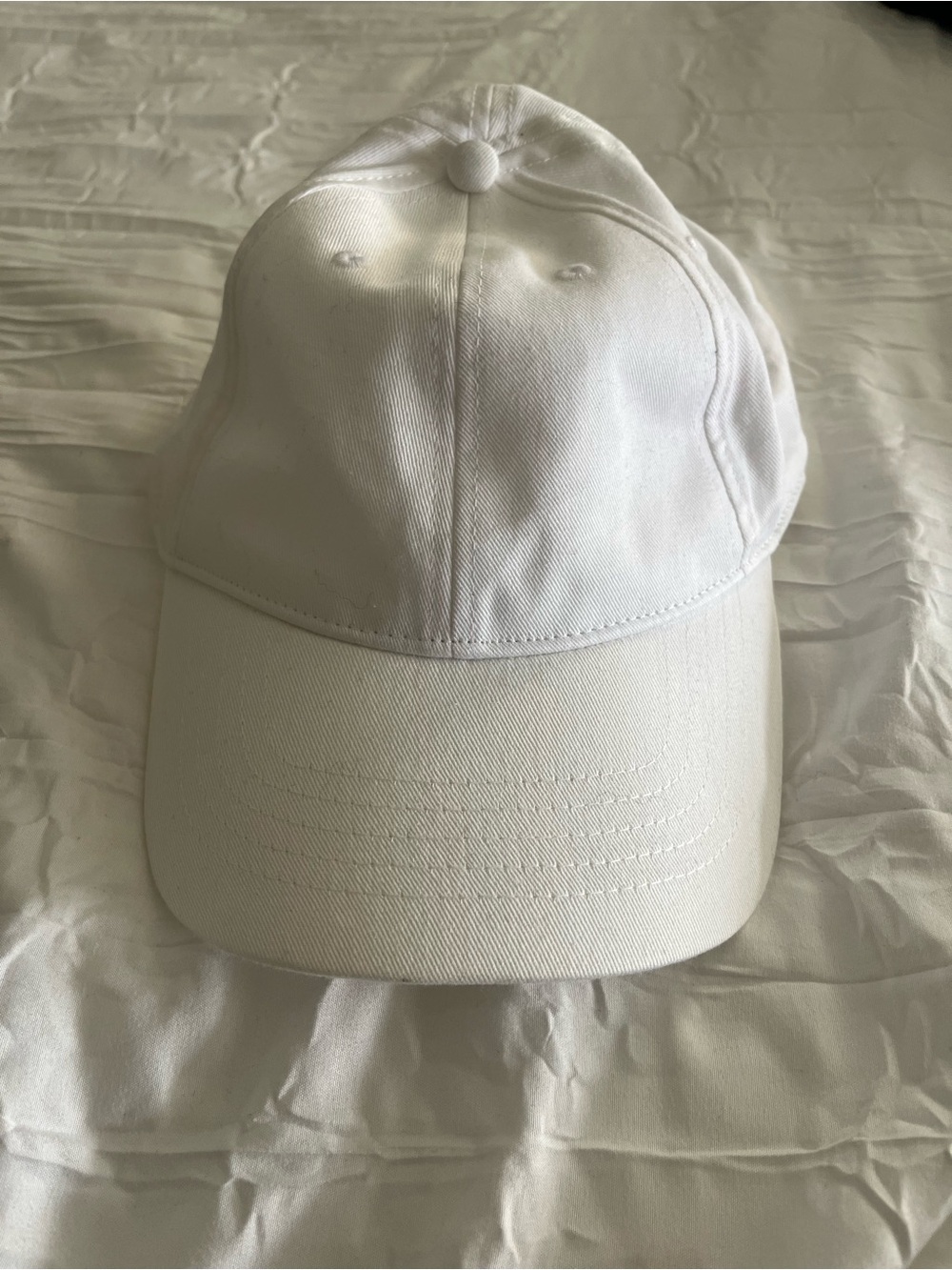 White Cotton Baseball Cap - Plain Classic